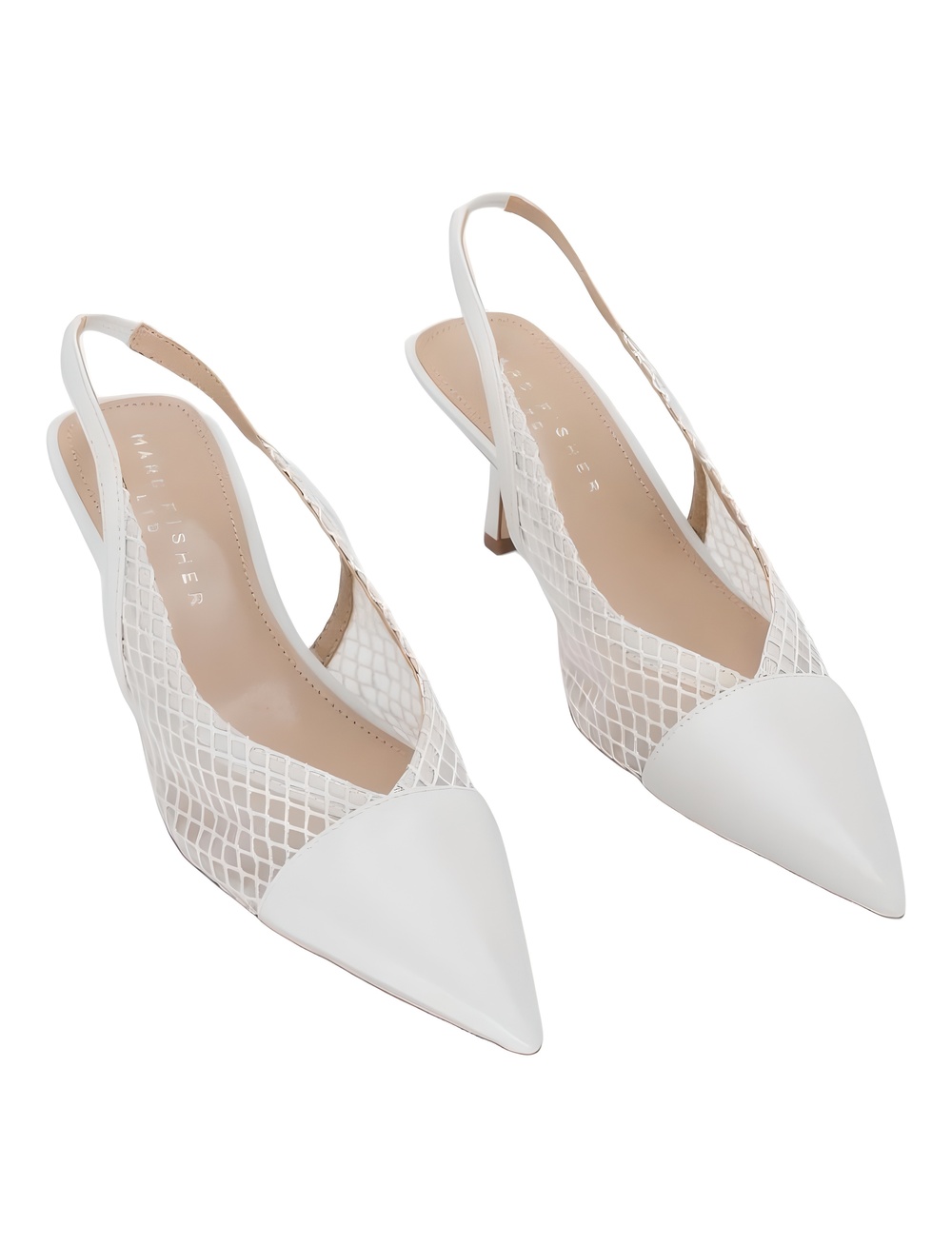 Marc Fisher LTD Gipsi Cream Mesh Pointed Toe Slingback 2.5" Heel Pumps Size 7.5M